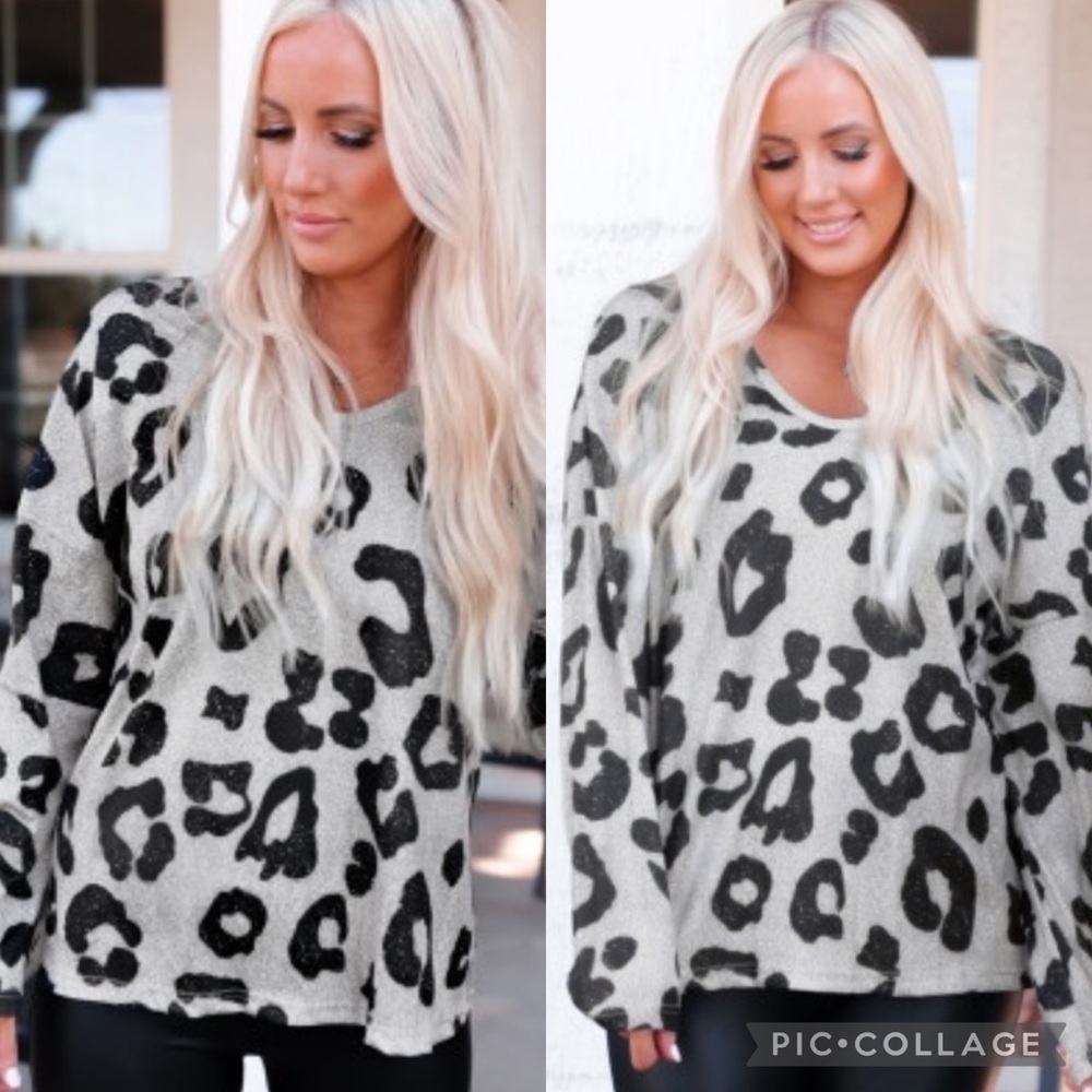 Leopard ROUND NECK DROPPED SHOULDER TOP
